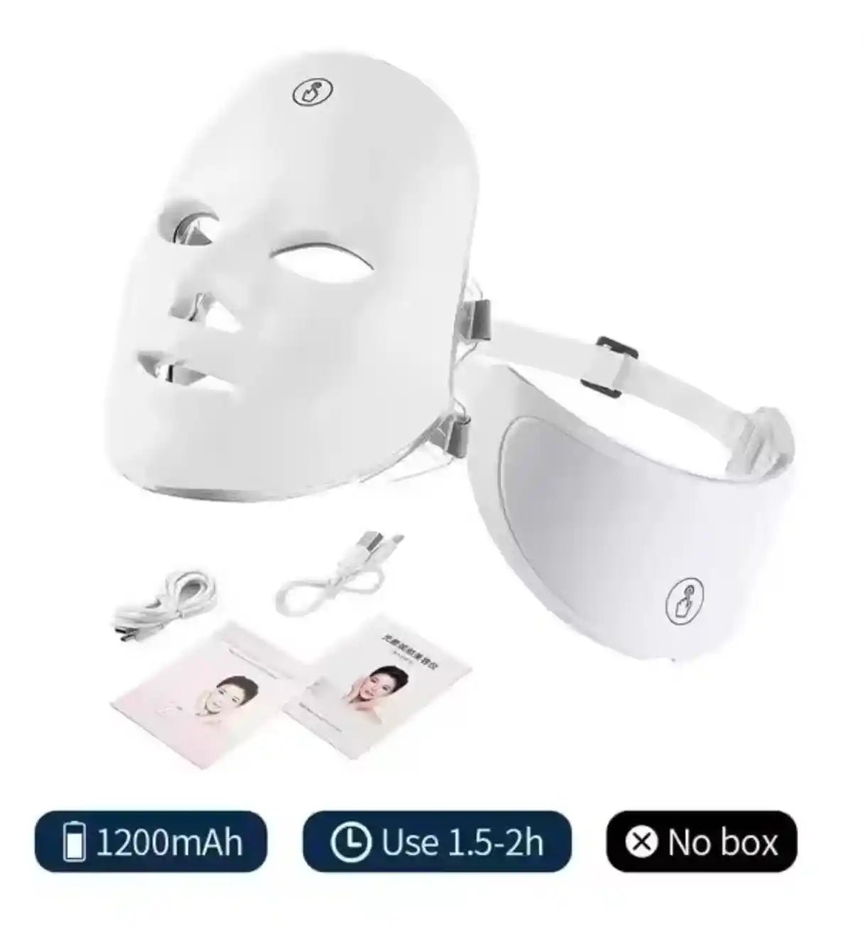 7 - Color LED Facial Mask & Neck Mask (Separate Use Option) | Red Light Therapy for Anti - Aging | Skin Rejuvenation Machine Home Use | Wireless and Rechargeable Masks - DorfaX