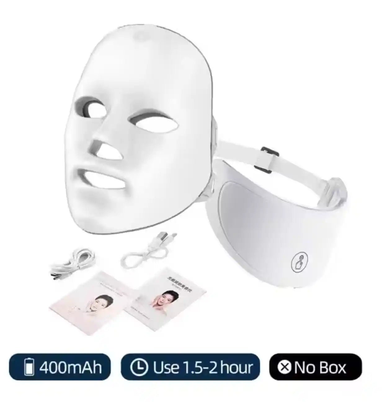 7 - Color LED Facial Mask & Neck Mask (Separate Use Option) | Red Light Therapy for Anti - Aging | Skin Rejuvenation Machine Home Use | Wireless and Rechargeable Masks - DorfaX