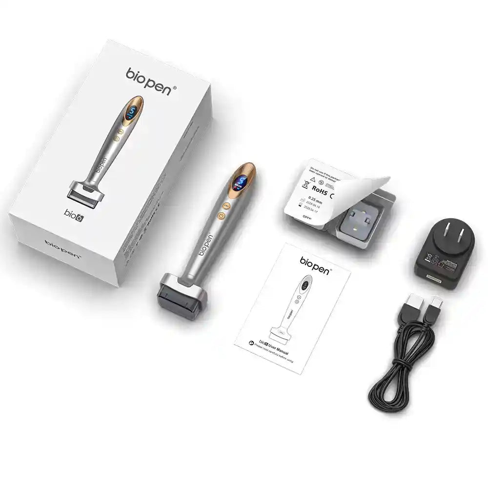 Electric Microneedling Derma Stamp Pen: 6 LED Light Therapy, EMS Microcurrent &amp; Vibration | 4 - in - 1 Skin Rejuvenation &amp; Hair Growth Device - DorfaX