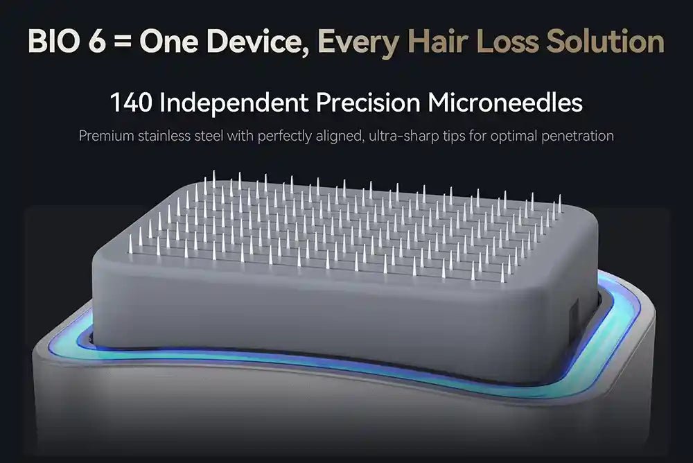 Electric Microneedling Derma Stamp Pen: 6 LED Light Therapy, EMS Microcurrent &amp; Vibration | 4 - in - 1 Skin Rejuvenation &amp; Hair Growth Device - DorfaX