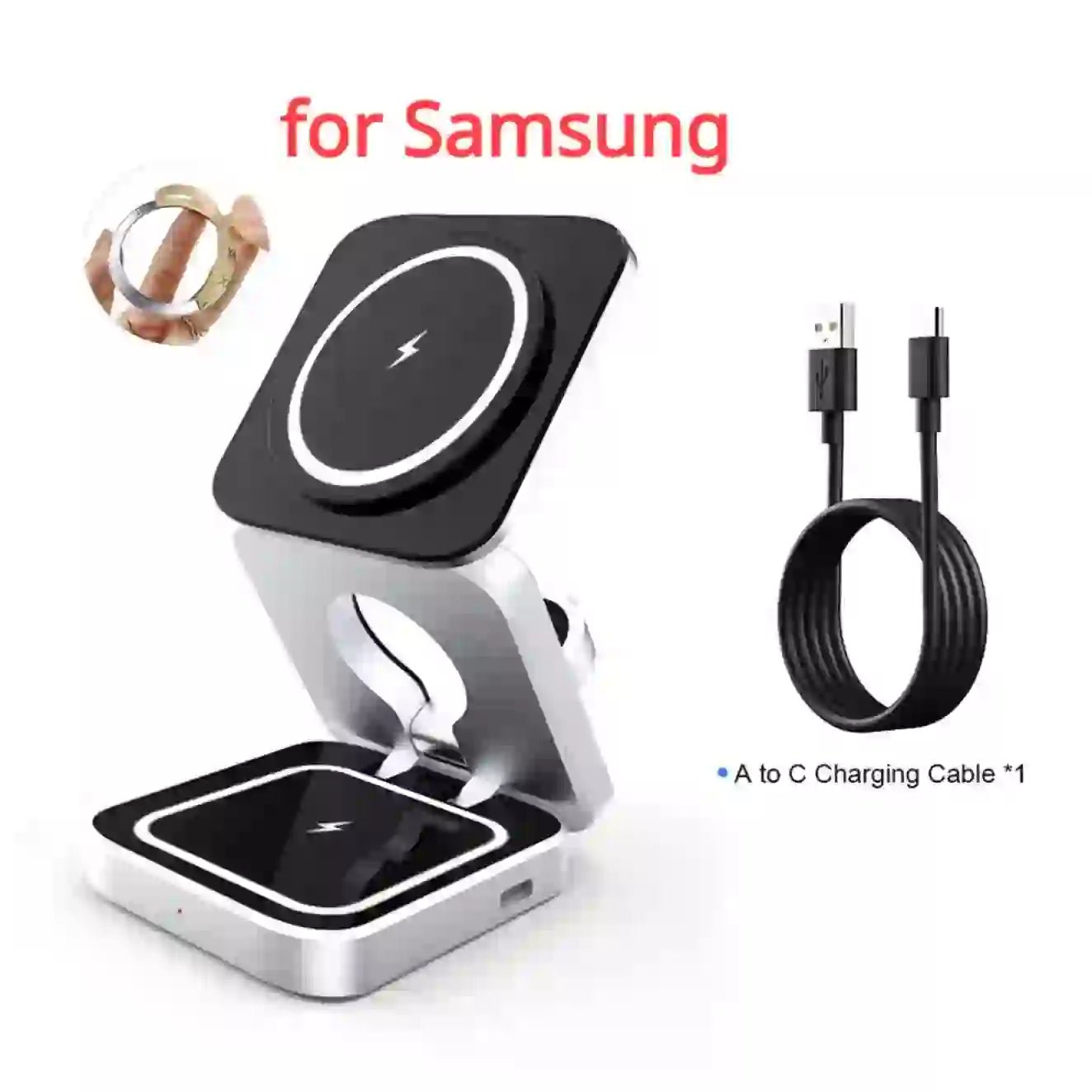 Foldable 3 - in - 1 Wireless Charging Station | Portable Travel Stand for Apple, SAMSUNG & Xiaomi (iPhone, iWatch, AirPods, & Galaxy S23) - DorfaX