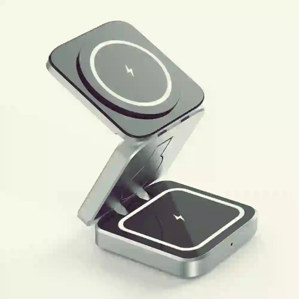 Foldable 3 - in - 1 Wireless Charging Station | Portable Travel Stand for Apple, SAMSUNG & Xiaomi (iPhone, iWatch, AirPods, & Galaxy S23) - DorfaX