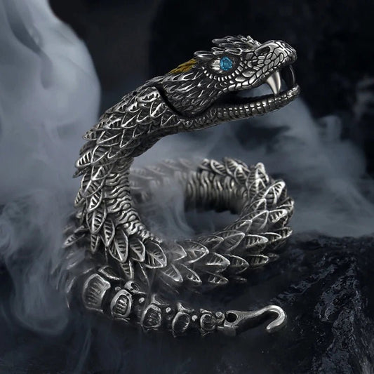 Handmade Retro Bracelet Men's High - end Sense Personality Medusa Rattlesnake Hip - hop Domineering Series Jewelry - DorfaX